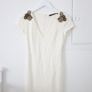 ZARA White Dress with shoulder beads